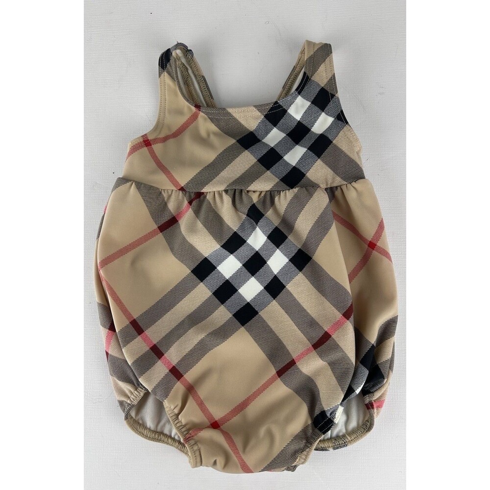 Burberry Baby Girl's Beige Signature Check pattern One-Piece Swimsuit Size 6M
